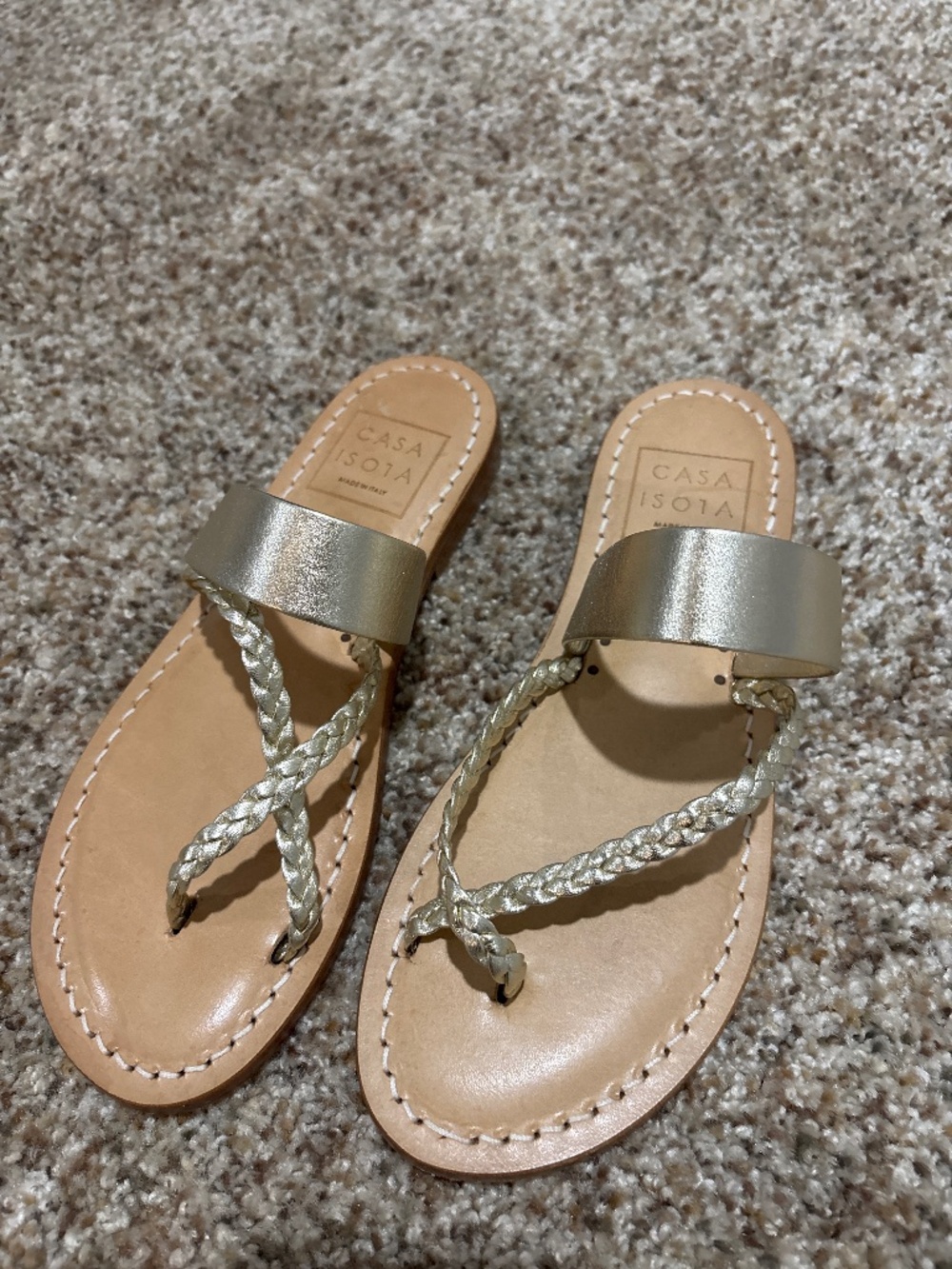 Casa Isota Ischia Women’s Gold Braided Sandals Size 37